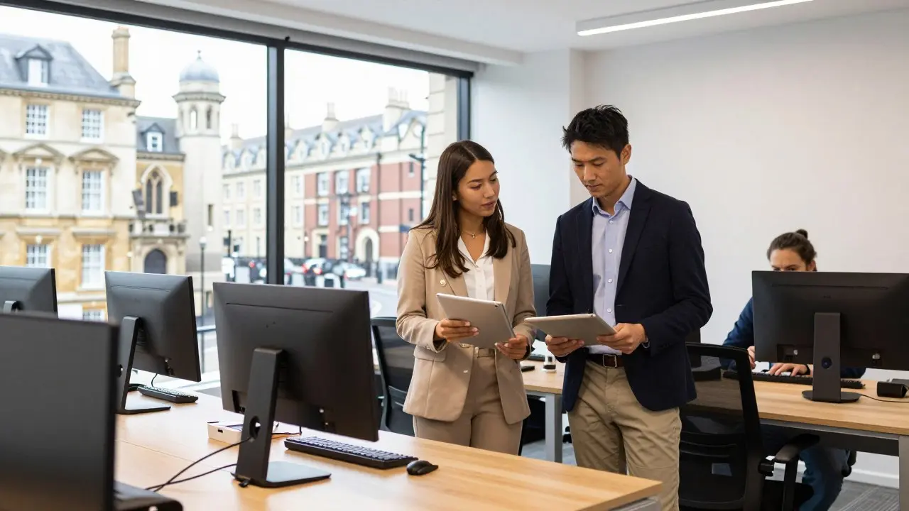 Sinh viên vừa tốt nghiệp cầm mũ cử nhân trước toà nhà đại học ở Anh