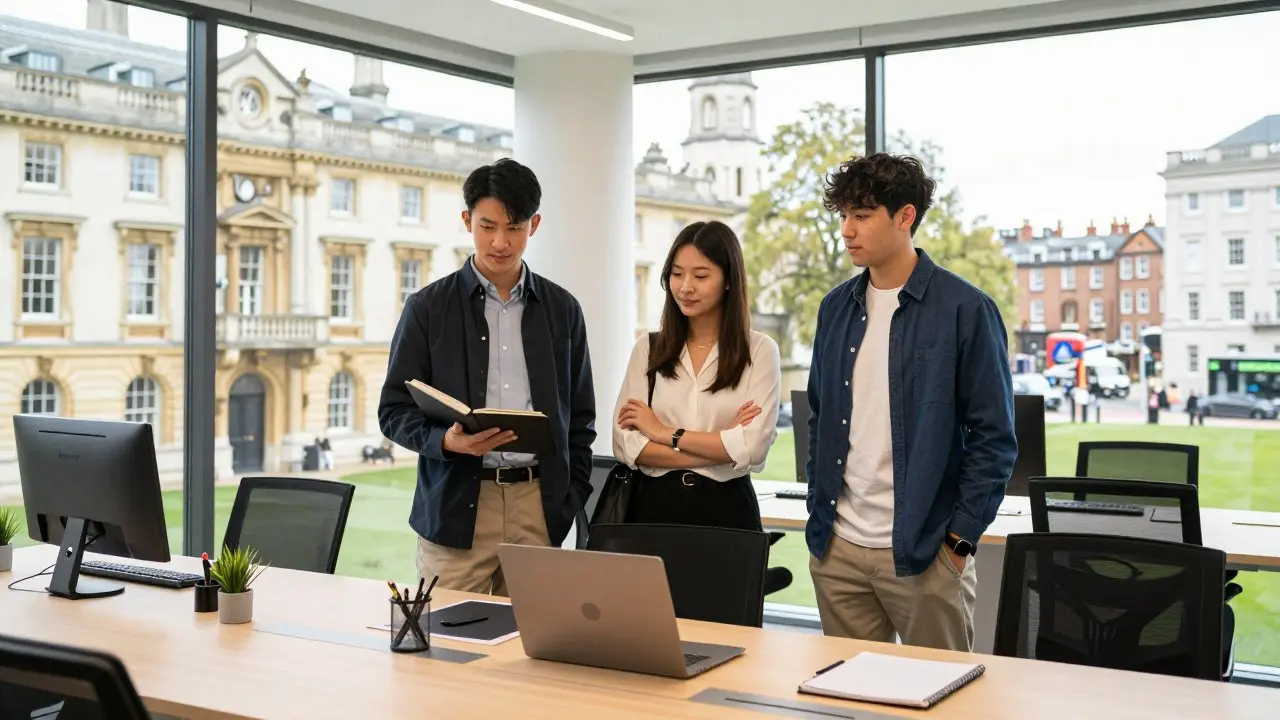 Học sinh mặc đồng phục đi trong khuôn viên trường nội trú ở Anh